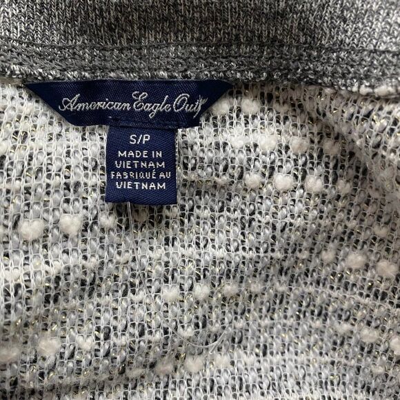 American Eagle Outfitters Women’s Gray White Knit Metallic Thread SZ S/P - Picture 7 of 9